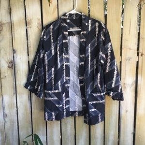 Vintage 80s Graphic Print Blazer Kimono Jacket M L